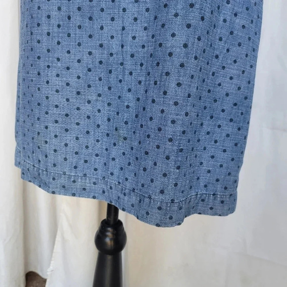 Fossil Blue Denim Jeans Shift Dress Lined Pleated Neck Women's Sz Medium - Picture 10 of 10